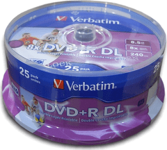 Verbatim DVD+R DoubleLayer 8,5GB/ 8x/ Inkjet printable/ 25pack/ spindle