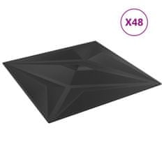 Vidaxl Nástěnné panely 48 ks černé 50 x 50 cm EPS 12 m² hvězda