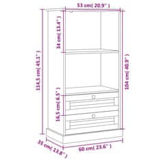 Greatstore Knihovna VIGO 60 x 35 x 114,5 cm masivní borové dřevo