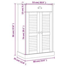 Greatstore Botník VIGO 60 x 35 x 96 cm masivní borové dřevo