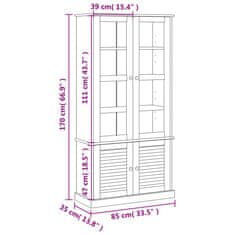 Vidaxl Prosklená vitrína VIGO šedá 85x35x170 cm masivní borové dřevo