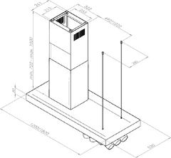 Ciarko Design Odsavač ostrůvkový MINIMAL 2.120 Black CDW1202C+U + 4 roky záruka po registraci