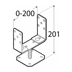 DOMAX PSRT 60-200 Nastavitelná patka sloupku C černá 60-200x136x4,0