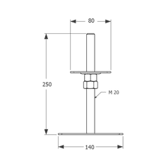 DOMAX PSRP 80 Stavitelná patka sloupku 80x140x250x3,0 mm M20