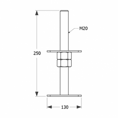 DOMAX PSR 130 Patka sloupku stavitelná šroubem 130x250 fi 20