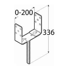 DOMAX PSRU 60-200 Nastavitelná patka sloupku C černá 60-200x136x4,0