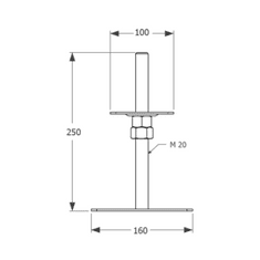 DOMAX PSRP 100 Stavitelná patka sloupku 100x160x250x3,0 mm M20