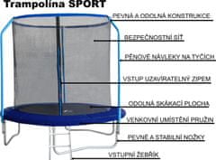 Pixino Trampolína Sport 244 cm s ochrannou sítí a žebříkem