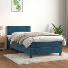 Vidaxl Box spring postel s matrací tmavě modrá 90x200 cm samet