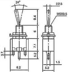 HADEX Přepínač páčkový SMTS-102, ON-ON, 1pol. 250V/1A