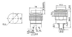 HADEX Tlačítko R16-503BD 1pól. OFF-(ON) 250V/3A červené prosvětlené