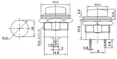 HADEX Tlačítko R13-507 OFF-(ON) 250V/3A do otvoru 16mm bílé