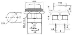 HADEX Tlačítko R13-507 OFF-(ON) 250V/3A do otvoru 16mm tmavě modré