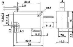 HADEX Mikrospínač MSW-01, ON-(ON) 1pol.250V/10A