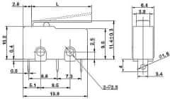 HADEX Mikrospínač MSW-12, ON-(ON) 1pol.250V/5A-páčka 17mm