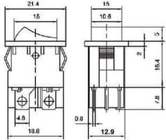 HADEX Vypínač kolébkový MIRS-201A-C3, OFF-ON 2pol.250V/6A zelený,prosvětlený