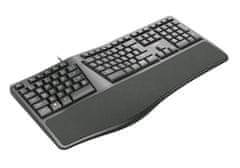 C-Tech klávesnice KB-113E USB, ERGO, černá, CZ/SK