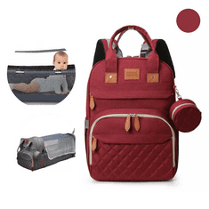 MXM Dětská přebalovací taška / batoh s postýlkou, červená