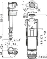 Alca Plast ALCA "SA2000S 1/2"" CHROM" Splachovací souprava se STOP tlačítkem - Alcadrain