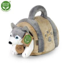 Rappa Plyšový pes husky 13 cm s přepravkou ECO-FRIENDLY