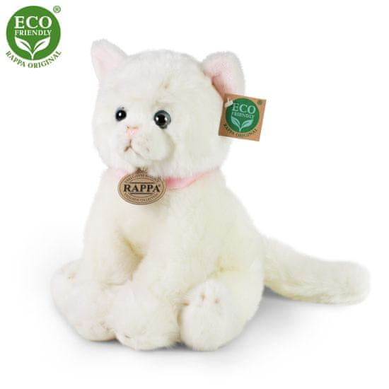 Rappa Plyšová kočka sedící bílá 25 cm ECO-FRIENDLY