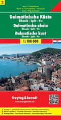 Freytag & Berndt AK 0704 Dalmatské pobřeží 1:100.000 (Šibenik - Split - Vis, list 2) / automapa + rekreační mapa