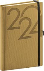 Denní diář Ajax 2024, zlatý, 15 × 21 cm