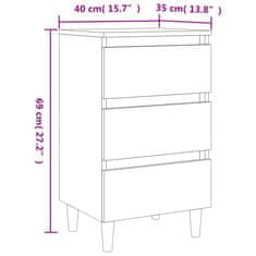 Vidaxl Noční stolky s dřevěnými nohami 2 ks dub sonoma 40 x 35 x 69 cm