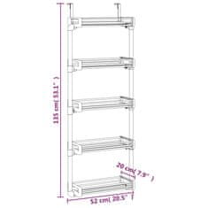 Vidaxl Dveřní organizér s 5 policemi 52 x 20 x 135 cm hliník