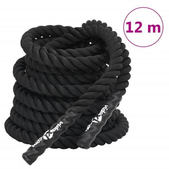 Greatstore Posilovací lano černé 12 m 9 kg polyester