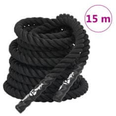 Vidaxl Posilovací lano černé 15 m 11 kg polyester