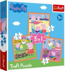 Trefl Puzzle 3v1 Nápadité Prasátko Peppa