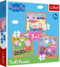 Trefl Puzzle 3v1 Nápadité Prasátko Peppa