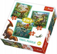 Trefl Puzzle 3v1 Neobyčejný svět dinosaurů