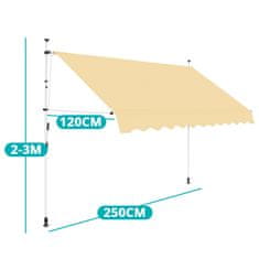 Timeless Tools Výsuvná markýza ve více velikostech a barvách - béžová, 250x120cm