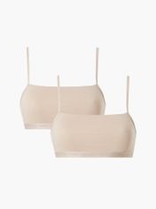 Calvin Klein Dámská bralettka 2 pack 000QF6040E - W5I - Béžová - Calvin Klein S béžová