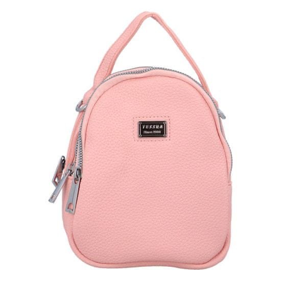 Tessra Milano Zajímavá dámská koženková crossbody Kris, růžová