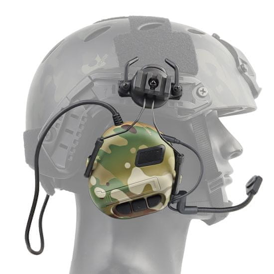 Partizan tactical Sluchátka FAST Helmet Multicam s taktickým ozvučením, aktivním potlačením hluku a podporou pro rádiové spojení