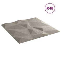 Greatstore Nástěnné panely 48 ks betonově šedé 50x50 cm EPS 12 m² diamant