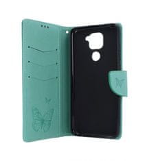 TopQ Pouzdro Xiaomi Redmi Note 9 knížkové Butterfly zelené 53882