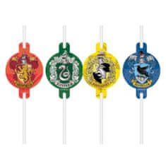 Procos Papírové brčka Hogwarts Houses Harry Potter - 4 ks