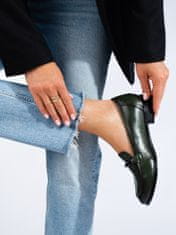 Amiatex Exkluzívní zelené dámské polobotky na širokém podpatku + Ponožky Gatta Calzino Strech, odstíny zelené, 37