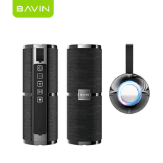 BergMont Bezdrátový Přenosný reproduktor BAVIN ,BOOMBOX, FM rádio, 8W , powerbanka 1200 mAH , Bluetooth 5.3, TWS, LED černá