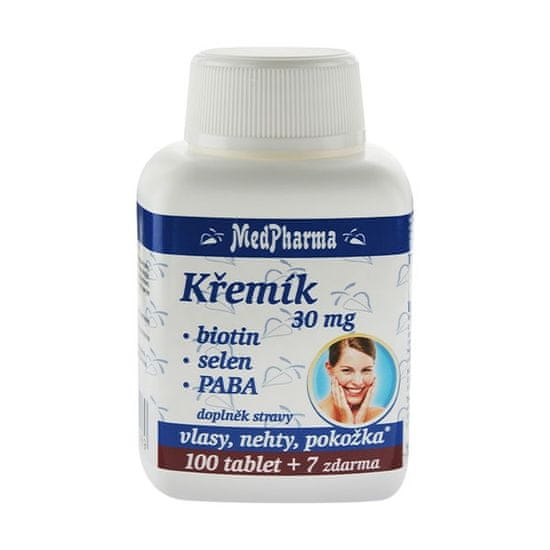 MedPharma Křemík 30 mg + biotin + selen + PABA, 107 tablet