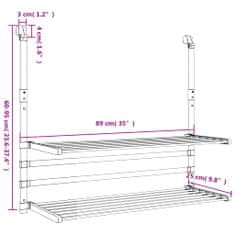 Vidaxl Sušák na prádlo na balkon 89 x 25 x (60–95) cm hliník