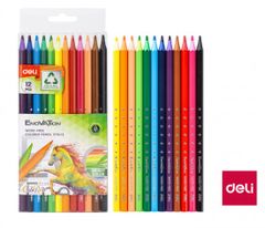 Deli stationery Pastelky DELI šestihranné bezdřevé celobarevné 12 barev Enovation EC110-12