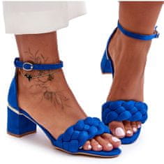 Semišové pletené sandály Blue velikost 37