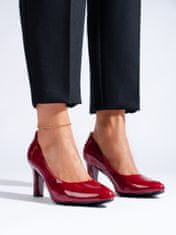 Amiatex Trendy dámské vínový lodičky na širokém podpatku + Ponožky Gatta Calzino Strech, Bordowy, 40