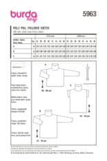Burda Střih Burda 5963 - Volná mikina s rolákovým límcem, fleecová mikina, rolák