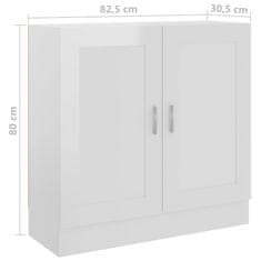 Vidaxl Knihovna bílá s vysokým leskem 82,5x30,5x80 cm kompozitní dřevo